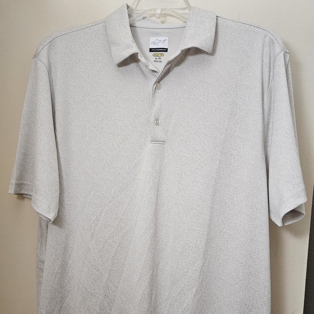 Greg Norman Play Dry Short Sleeve Golf/Polo Shirt Men's XL Beige/Oatmeal
